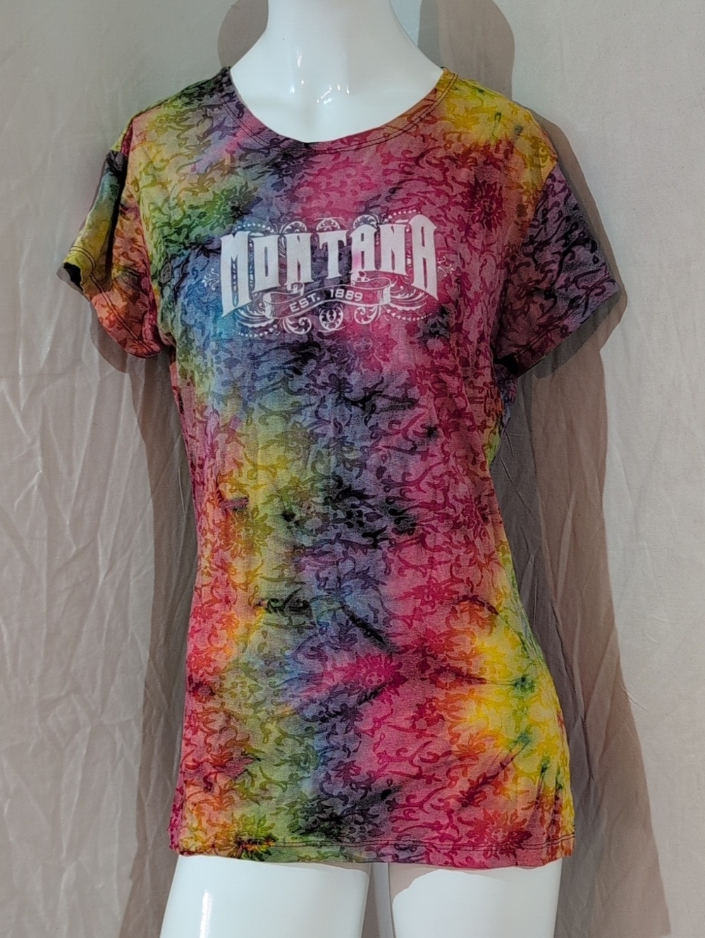 "Montana" Women's Rainbow Tie-Dye Short Sleeve Tee